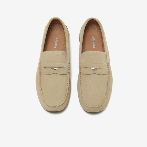 Bata乐福鞋男2025春季新款英伦牛剖皮商务通勤一脚蹬W8985AM5