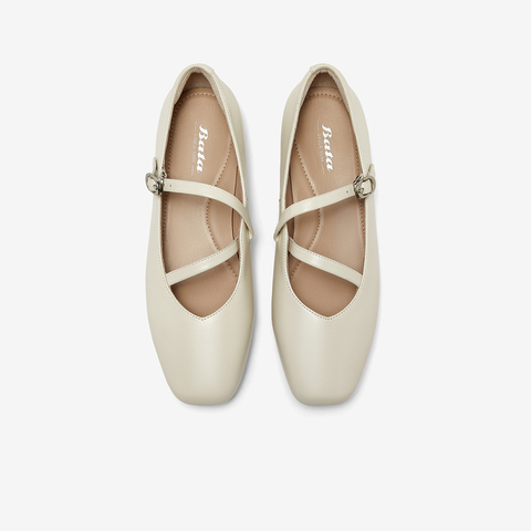 Bata浅口单鞋女2025春季商场新款通勤羊皮百搭软底玛丽珍AWV36AQ5