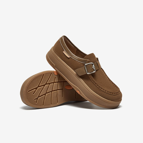 Bata袋鼠鞋女2025春商场新款百搭牛剖皮厚底百搭软底单鞋AGU26AM5