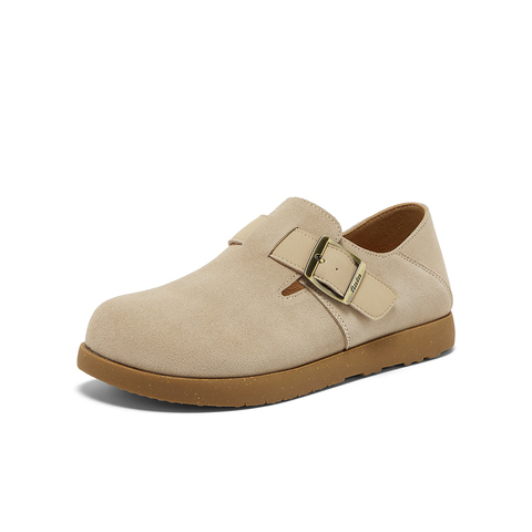 Bata勃肯女2025春商场新款英伦牛剖皮通勤百搭一脚蹬单鞋3091DAM5