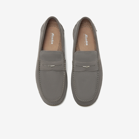 Bata乐福鞋男2025春季新款英伦牛剖皮商务通勤一脚蹬W8985AM5