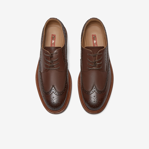 Bata英伦布洛克女2025春商场新款牛皮单鞋RED LABEL红标15511AM5