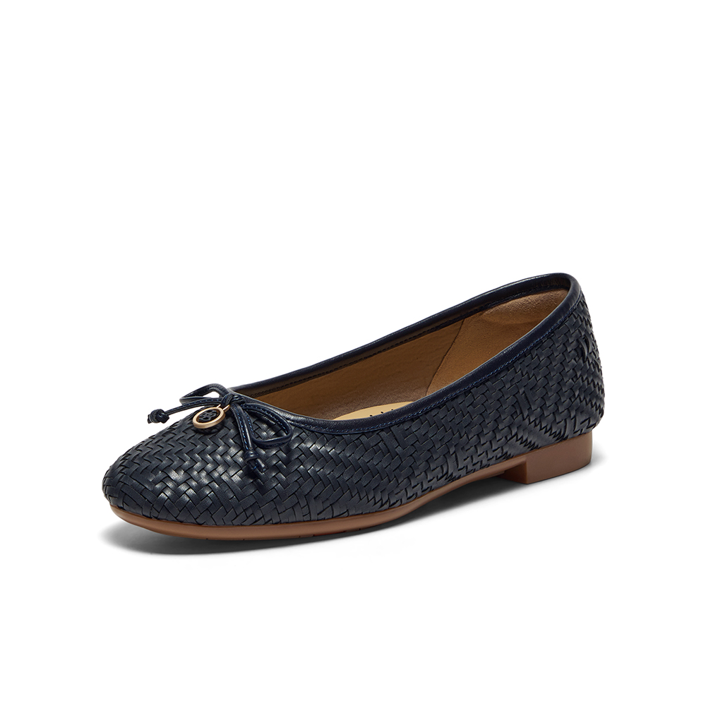 Bata浅口单鞋女2025春季商场新款优雅编织通勤软底单鞋AMV47AQ5