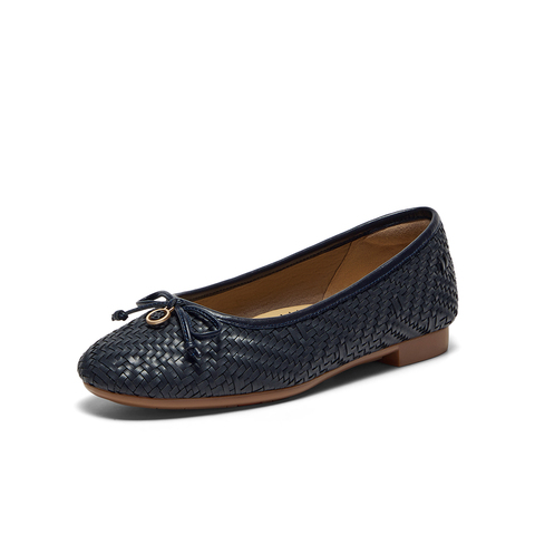 Bata浅口单鞋女2025春季商场新款优雅编织通勤软底单鞋AMV47AQ5