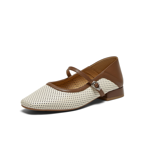 Bata洞洞玛丽珍2025夏季新款镂空透气百搭浅口女单鞋33372BQ5