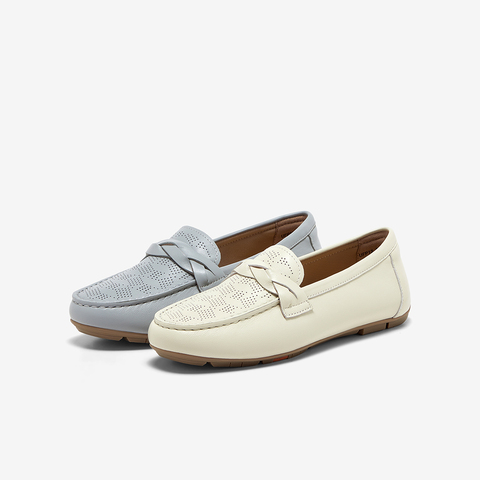 Bata乐福鞋女2025夏季商场新款复古英伦风羊皮软底一脚蹬UFP13BA5