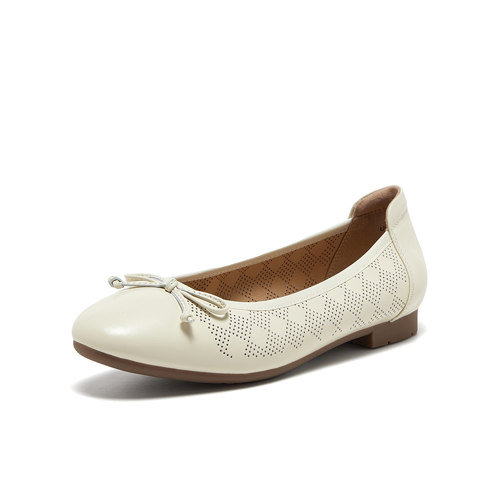 Bata浅口单鞋女2025夏季商场新款通勤蝴蝶结软底奶奶鞋UNL11BQ5