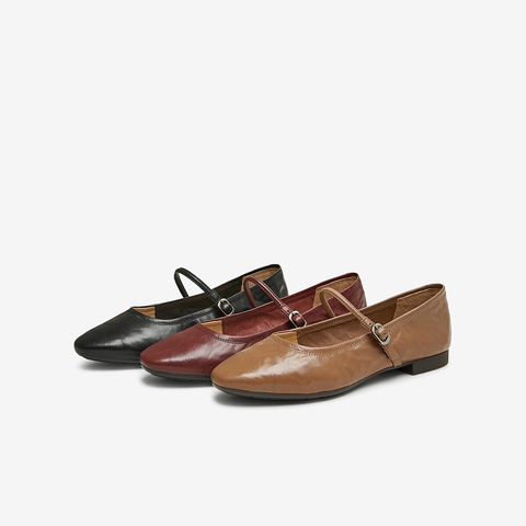 Bata玛丽珍单鞋女2025春商场新款复古羊皮舒适软底浅口鞋AFY34AQ5