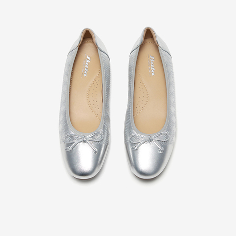 Bata浅口单鞋女2025夏季商场新款通勤蝴蝶结软底奶奶鞋UNL11BQ5