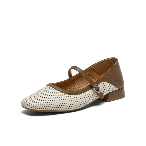 Bata洞洞玛丽珍2025夏季新款镂空透气百搭浅口女单鞋33372BQ5