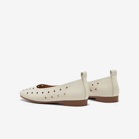 Bata洞洞浅口鞋女2025春季新款通勤透气羊皮百搭软底单鞋AOP09BQ5