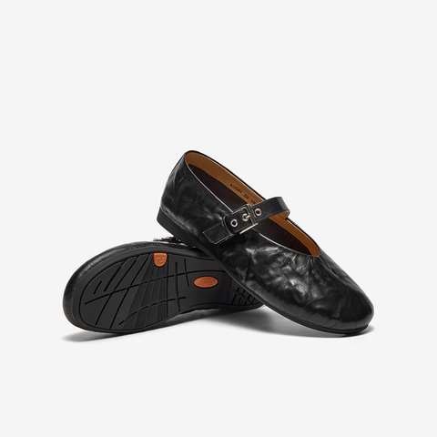 Bata玛丽珍女2025春季新款复古抓纹羊皮软底通勤单鞋AUO01AQ5