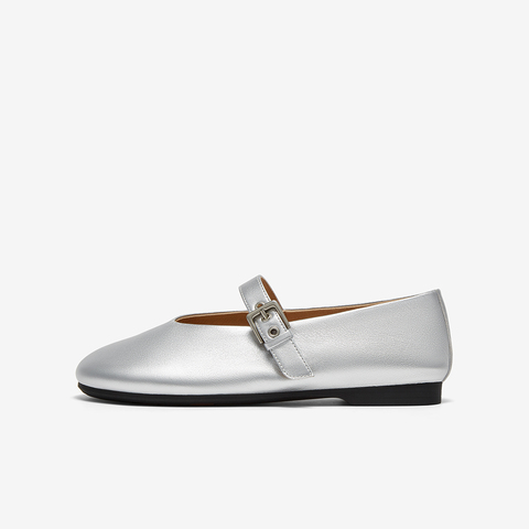 Bata玛丽珍女2025春季新款复古抓纹羊皮软底通勤单鞋AUO01AQ5