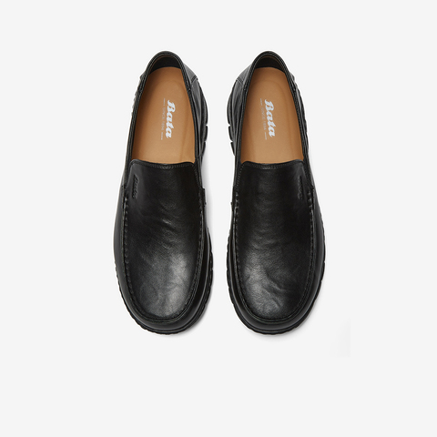 Bata乐福鞋男2025夏季商场新款英伦风牛皮商务通勤一脚蹬79963BM5