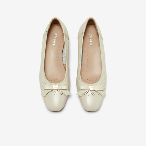 Bata浅口单鞋女2025夏季商场新款羊皮粗跟通勤软底单鞋8978DBQ5