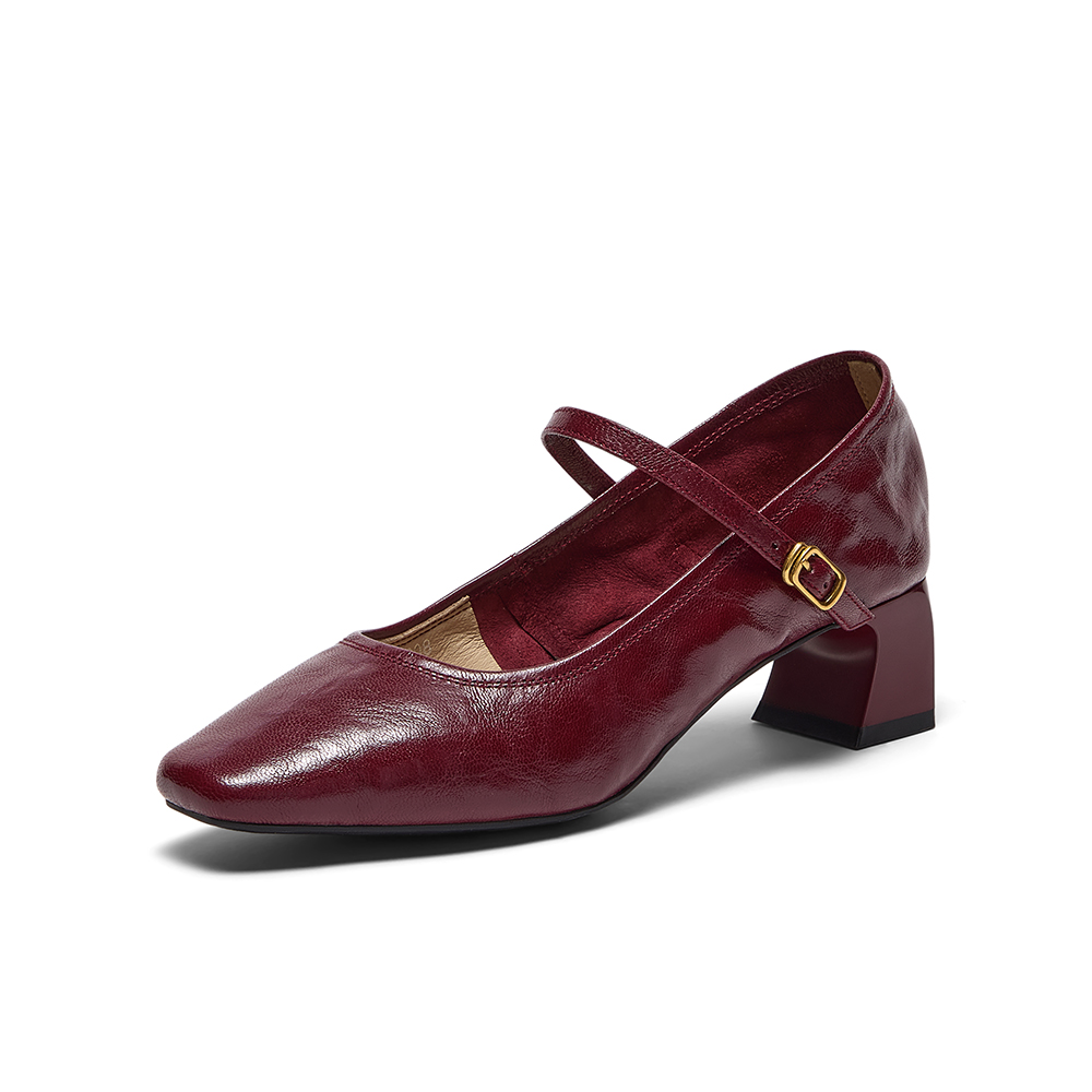 Bata羊皮书玛丽珍单鞋女2025秋商场新款复古软底浅口鞋8065DCQ5