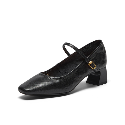 Bata羊皮书玛丽珍单鞋女2025秋商场新款复古软底浅口鞋8065DCQ5