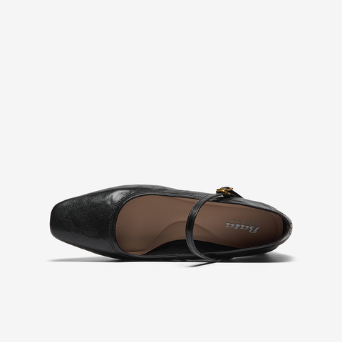 Bata羊皮书玛丽珍单鞋女2025秋商场新款复古软底浅口鞋8065DCQ5