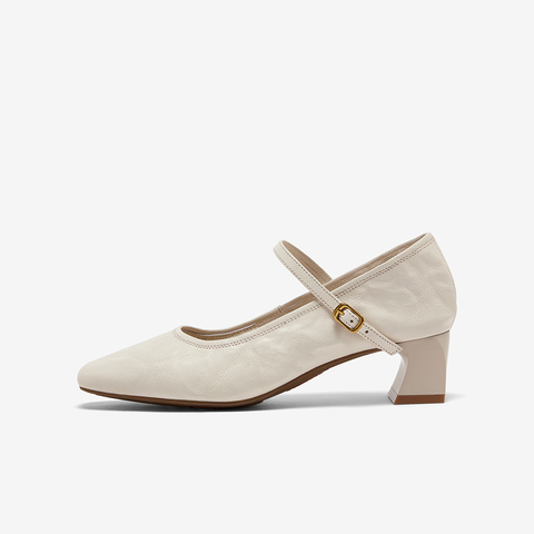 Bata羊皮书玛丽珍单鞋女2025秋商场新款复古软底浅口鞋8065DCQ5