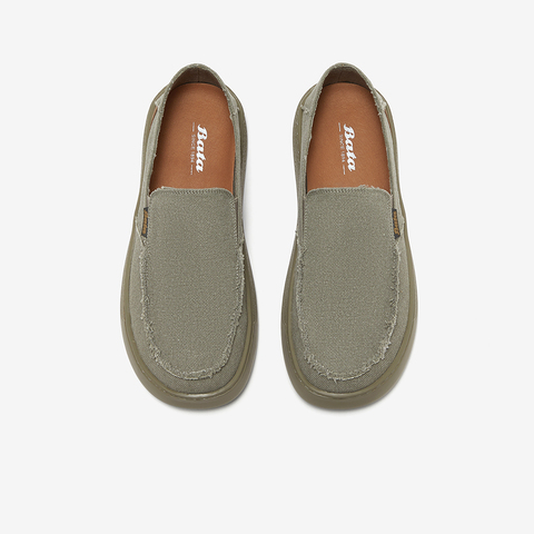 Bata乐福鞋男2025夏季新款休闲透气舒适厚底百搭一脚蹬W0011BM5