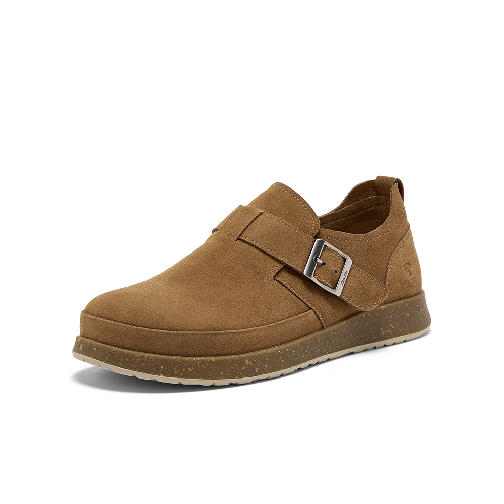 Bata勃肯鞋男2025秋季新品英伦风复古牛剖皮厚底一脚蹬25127CM5