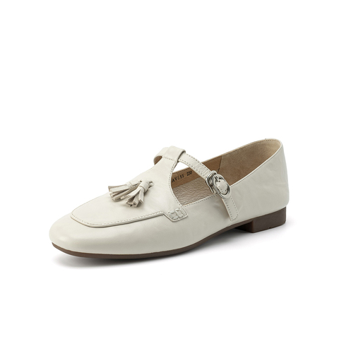 Bata羊皮书乐福鞋女2025秋季新款英伦羊皮复古软底一脚蹬AVL11CA5