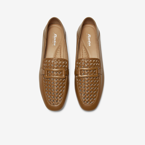 Bata乐福鞋女2025夏季商场新款编织英伦风通勤百搭一脚蹬AVL46BA5