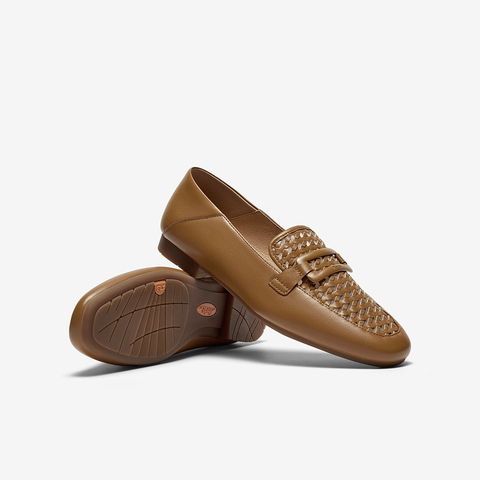 Bata乐福鞋女2025夏季商场新款编织英伦风通勤百搭一脚蹬AVL46BA5