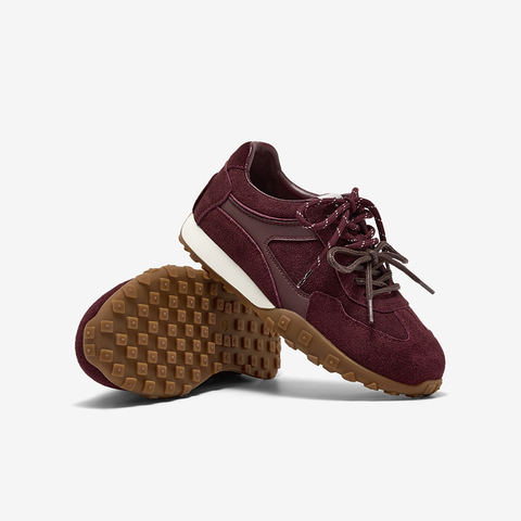 Bata阿甘鞋女2025秋季商场新款牛剖皮双色鞋带休闲运动鞋6589DCM5