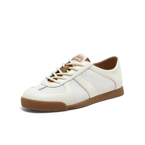 Bata休闲鞋女2025夏新款牛皮通勤百搭德训透气轻便运动鞋ACO36BM5