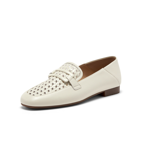 Bata乐福鞋女2025夏季商场新款编织英伦风通勤百搭一脚蹬AVL46BA5