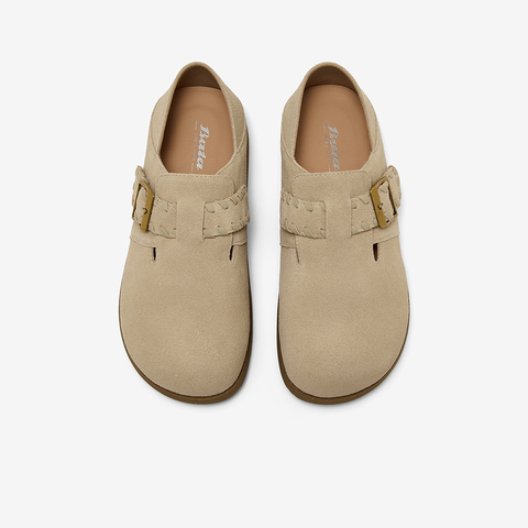 Bata勃肯鞋女2025秋季商场新款英伦牛剖皮通勤百搭一脚蹬3093DCM5