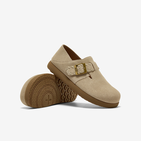 Bata勃肯鞋女2025秋季商场新款英伦牛剖皮通勤百搭一脚蹬3093DCM5