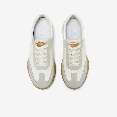 Bata德训鞋女2025秋季商场新款通勤百搭牛皮休闲运动鞋AZX02CM5