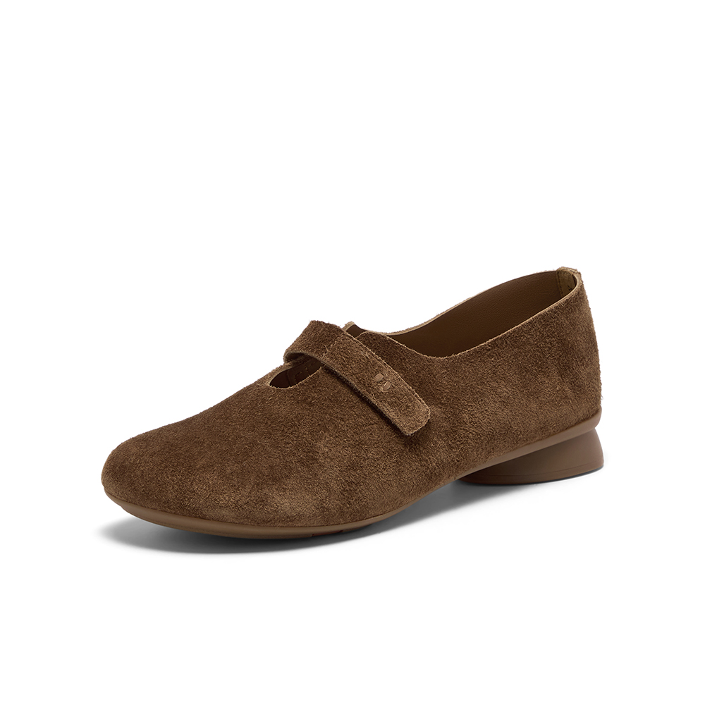 Bata深口单鞋女2025秋季商场新款百搭复古牛剖皮软底便鞋AYB13CA5