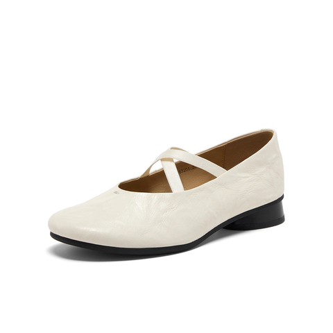 Bata羊皮书玛丽珍女2025秋商场新款英伦抓纹羊皮复古单鞋63201CQ5