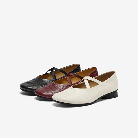 Bata羊皮书玛丽珍女2025秋商场新款英伦抓纹羊皮复古单鞋63201CQ5