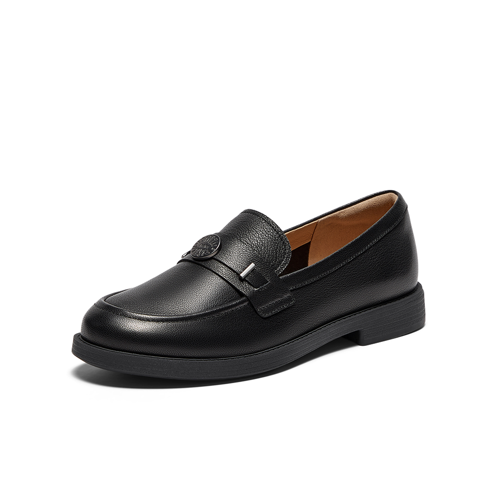 Bata乐福鞋女2025秋商场新款英伦百搭羊皮通勤一脚蹬单鞋AYA16CA5