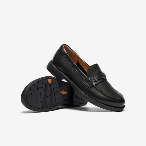 Bata乐福鞋女2025秋商场新款英伦百搭羊皮通勤一脚蹬单鞋AYA16CA5