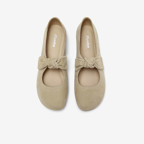 Bata玛丽珍女2025秋商场新款羊皮软底百搭浅口娃娃鞋单鞋AYB29CQ5