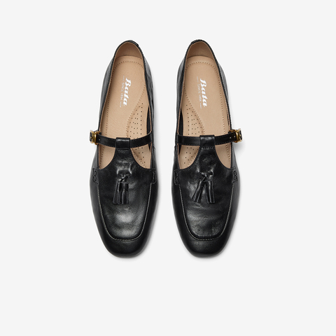 Bata羊皮书乐福鞋女2025秋季新款英伦羊皮复古软底一脚蹬AVL11CA5