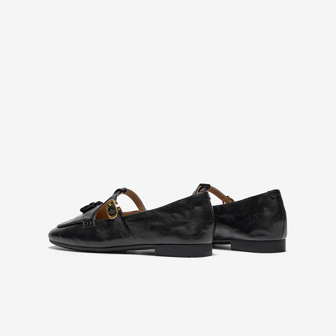 Bata羊皮书乐福鞋女2025秋季新款英伦羊皮复古软底一脚蹬AVL11CA5