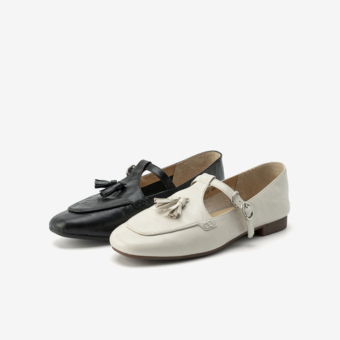 Bata羊皮书乐福鞋女2025秋季新款英伦羊皮复古软底一脚蹬AVL11CA5