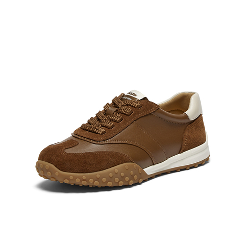 Bata德训鞋女2025秋季商场新款通勤百搭牛皮休闲运动鞋AZX02CM5