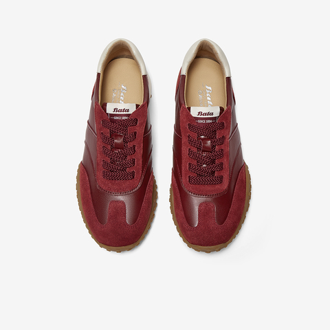 Bata德训鞋女2025秋季商场新款通勤百搭牛皮休闲运动鞋AZX02CM5