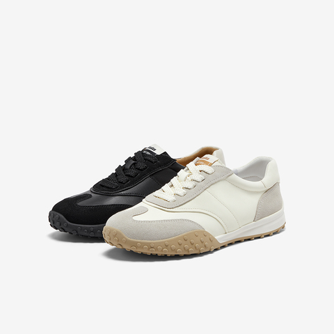 Bata德训鞋女2025秋季商场新款通勤百搭牛皮休闲运动鞋AZX02CM5