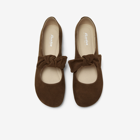 Bata玛丽珍女2025秋商场新款羊皮软底百搭浅口娃娃鞋单鞋AYB29CQ5