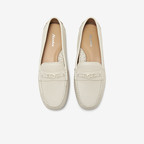 Bata乐福鞋女2025秋商场新款复古英伦风羊皮软底一脚蹬AE263CA5