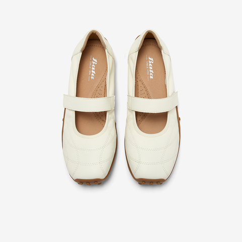 Bata休闲玛丽珍2025秋季商场新款羊皮通勤豆豆底开车鞋ABI10CQ5