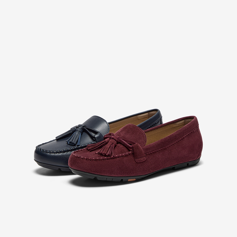 Bata乐福鞋女2025秋商场新款复古英伦风羊皮软底一脚蹬UFP23CA5